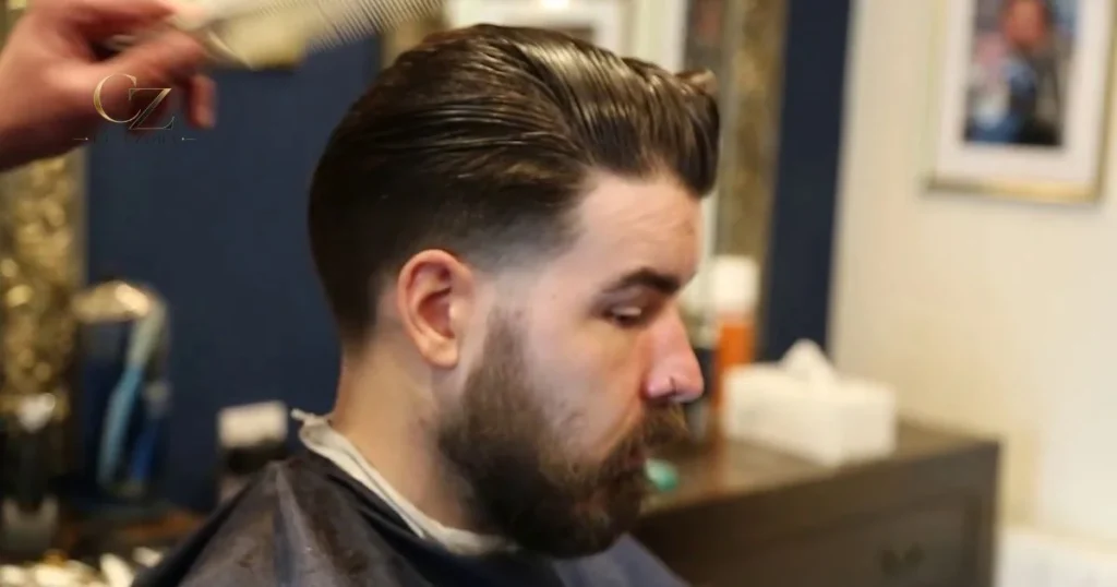 Long Hair Slick Back Taper Fade